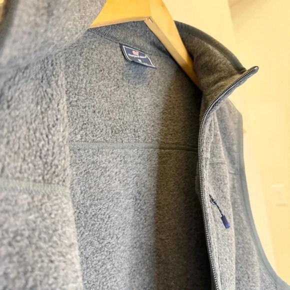 Vineyard Vines Men's Fleece Vest Gray M Full-Zip TX Southlake Carroll Dragons - Picture 10 of 12